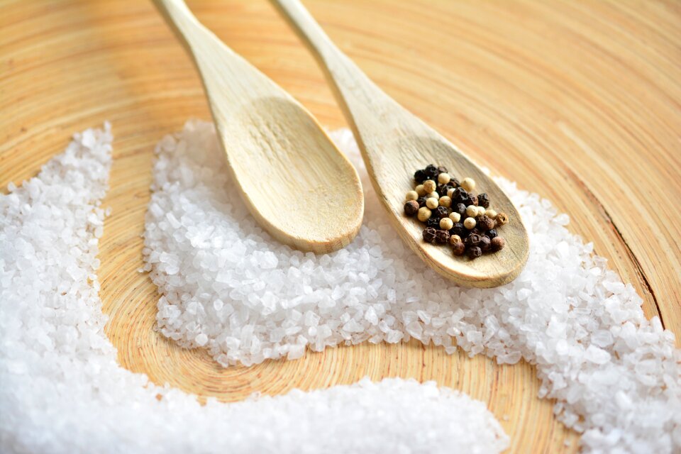 Pepper peppercorns wooden spoon
