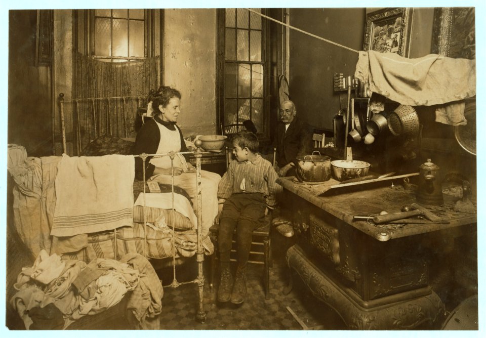 Jimmie Chinquanana, 11 Hamilton Street, New York. In dark, inner room of his home, in the rear of their store. He is the ninth child, six of whom are dead. Father abused the wife; drinks. LOC cph.3b11231