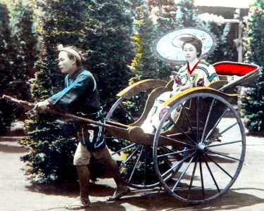 Jinrikisha with woman of Japan before 1886, from- Japon-1886-02 (cropped)