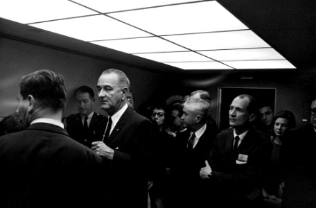 JFK Presidential Library - Swearing-in ceremony aboard Air Force One LBJ as President (07)