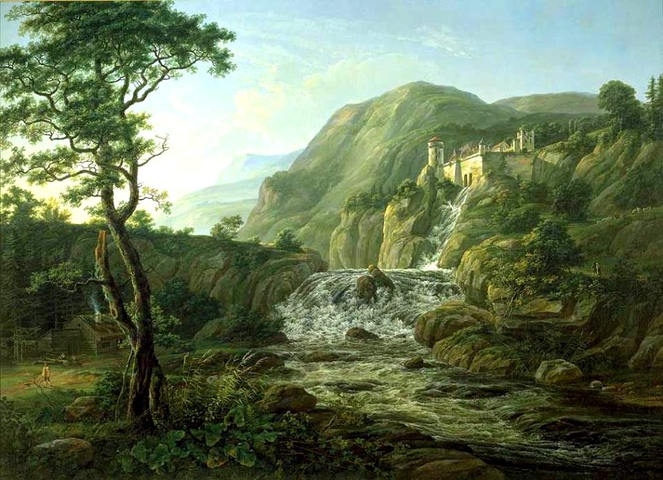 Johan Christian Claussen Dahl - Mountain Landscape with a Castle - WGA05883
