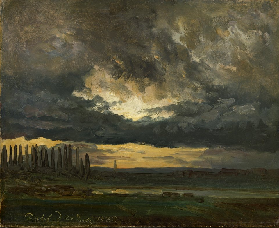 Johan Christian Dahl - Cloud Study over the Elbe with Poplars - NG.M.01530 - National Museum of Art, Architecture and Design