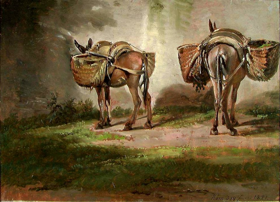 Johan Christian Dahl - Two Donckeys with Baskets - NG.M.00426-032 - National Museum of Art, Architecture and Design
