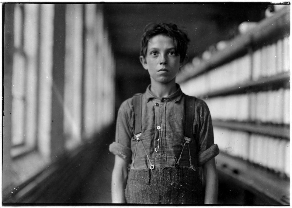 Jo Bodeon, a back-roper in mule room. Chace Cotton Mill. Burlington, Vt. - NARA - 523192
