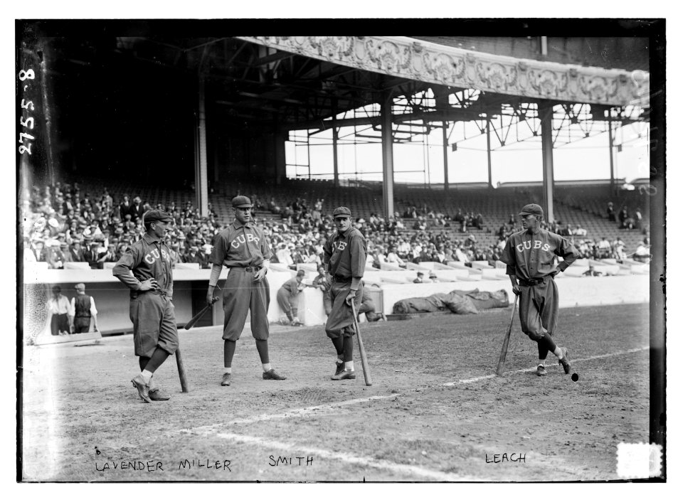 Jimmy Lavender, Ward Miller, Charlie Smith, Tommy Leach, Chicago NL, at Polo Grounds, NY (baseball) LCCN2014693536
