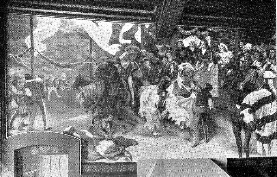Johann Peter Theodor Janssen, genannt Peter Janssen der Ältere (* 12. Dezember 1844 in Düsseldorf; † 19. Februar 1908 ebenda) , Wandfries im Schloß Burg a. d. Wupper