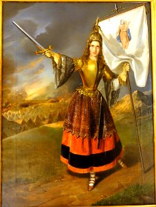 Johanna Christine Grosser as the Jungfrau von Orleans in the eponymous drama by Johann Christoph Friedrich Schiller, by A. Barthel, 1800-1850, oil on canvas - Braunschweigisches Landesmuseum - DSC04863