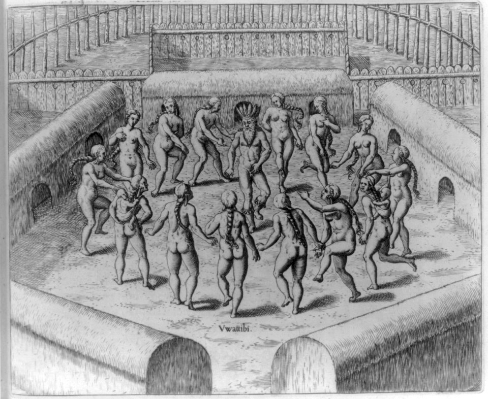 Johannes Staden as prisoner in a circle of Indian women who dance around him LCCN2007677249