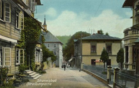 Johannisbad (CZ), Tschechien - Straßenpartie (Zeno Ansichtskarten)