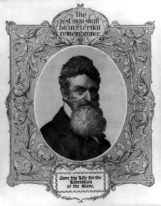 John Brown, 1800-1859, bust portrait, facing right in memorial frame LCCN2005690015