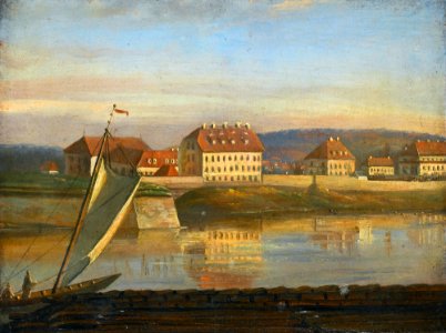Johan Christian Claussen Dahl - Utsikt over Elbe og brakker