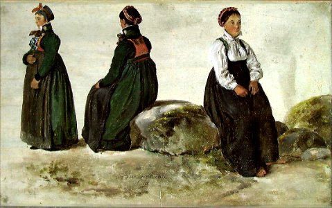 Johan Christian Dahl - Studies of Female Costumes from Luster in Sogn - NG.M.00426-042 - National Museum of Art, Architecture and Design photo