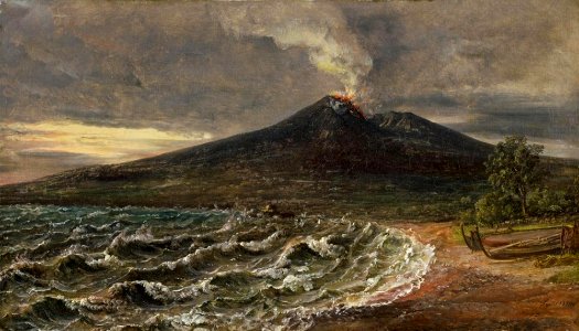 Johan Christian Dahl - Utsikt over Vesuv fra kysten ved Castellammare (1820)