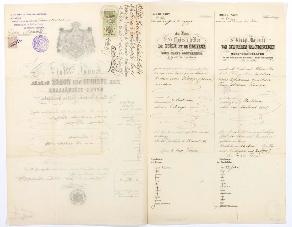 Johanna Kempes pass - Hallwylska museet - 102475