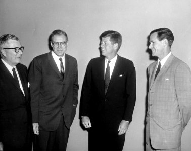 John F. Kennedy with J. Russell Wiggins, John W. Sweeterman, and Phil Graham 1961