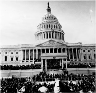 John F. Kennedy is sworn in as 35th President of the United States. United States Capitol, Washington, D.C. - NARA - 194170