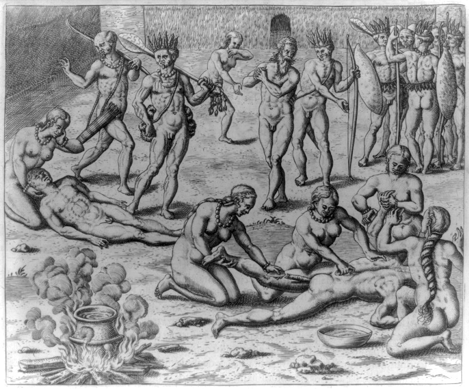 Johannes Lerii's account of women washing the dead body to prepare it for frying LCCN2007677265
