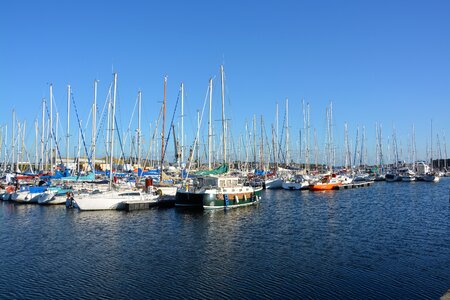 Sea blue sailboat photo