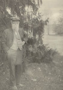 John Burroughs, author and naturalist, full-length portrait, standing, facing front, outside his home LCCN90708712 (cropped)