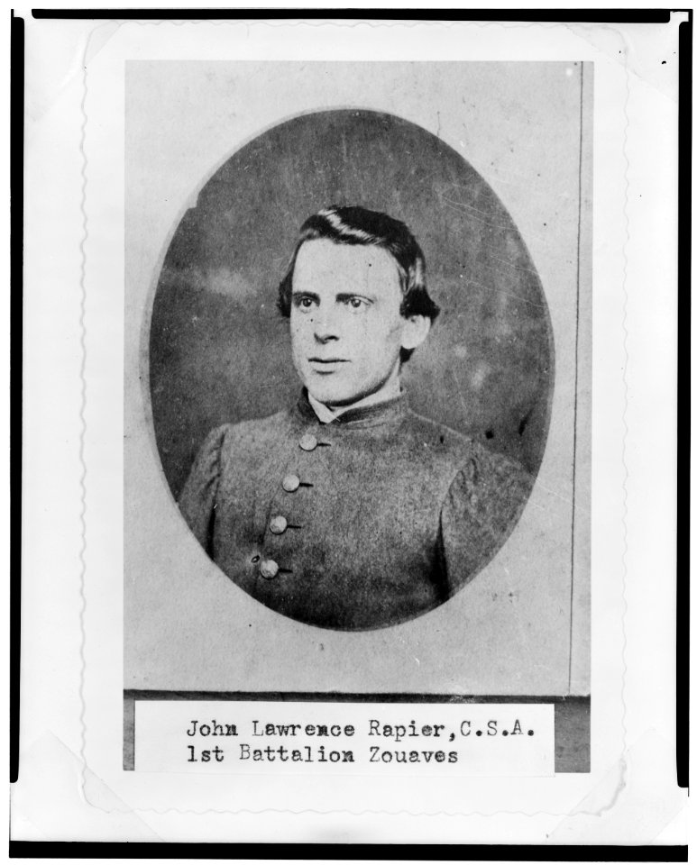 John Lawrence Rapier, Pvt., Louisiana 1st Battalion Zouaves, head-and-shoulders portrait, facing front LCCN2005695737