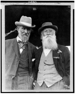 John Burroughs, on his 75th birthday, and John Muir, half-length, standing LCCN91784654 photo