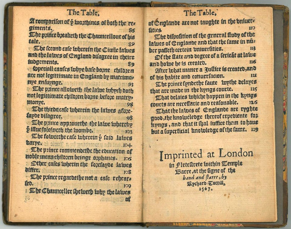 John Fortescue, A Learned Commendation of the Politique Lawes of Englande (1st English ed, 1567, colophon) - 20140816