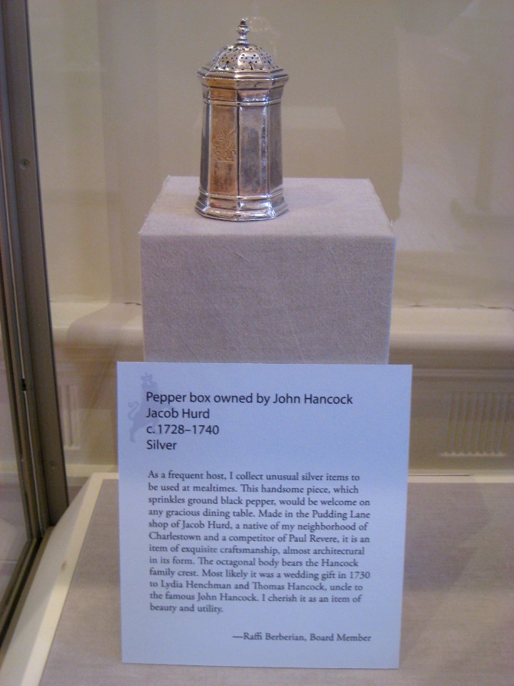 John Hancock's pepper box, by Jacob Hurd, c. 1728-1740 - Old State House Museum, Boston, MA - IMG 6695