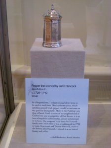 John Hancock's pepper box, by Jacob Hurd, c. 1728-1740 - Old State House Museum, Boston, MA - IMG 6695