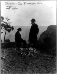 John Muir and John Burroughs, full-length portrait, possibly at the Grand Canyon LCCN95514643