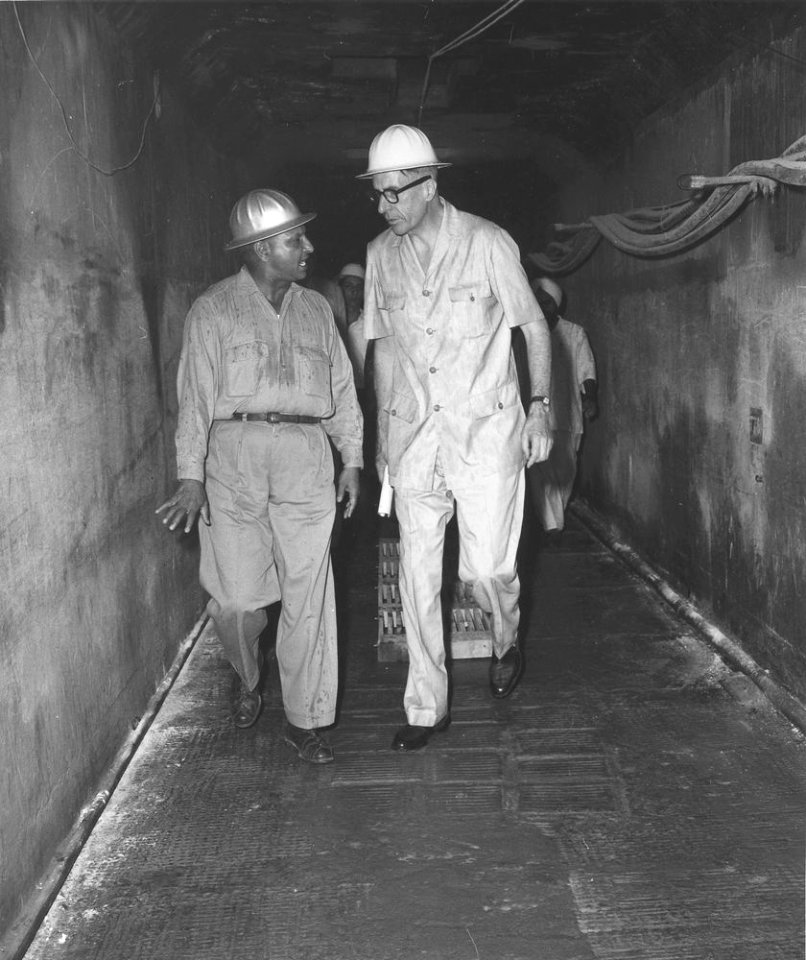 John Kenneth Galbraith in an underground mine in India (1)