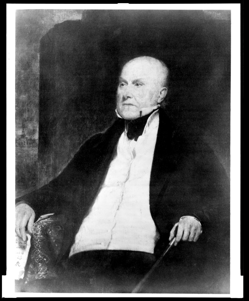 John Quincy Adams, half-length portrait, seated, holding walking stick in right hand and note in left LCCN2014648286