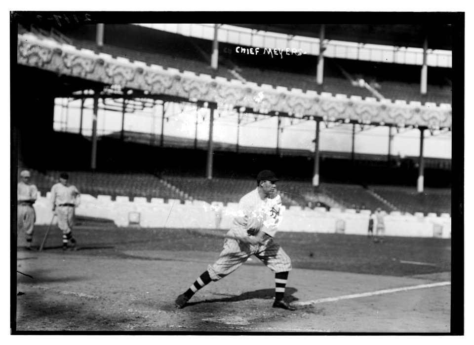 John T. Chief Meyers, New York AL, at Polo Grounds, NY (baseball) LCCN2014690832