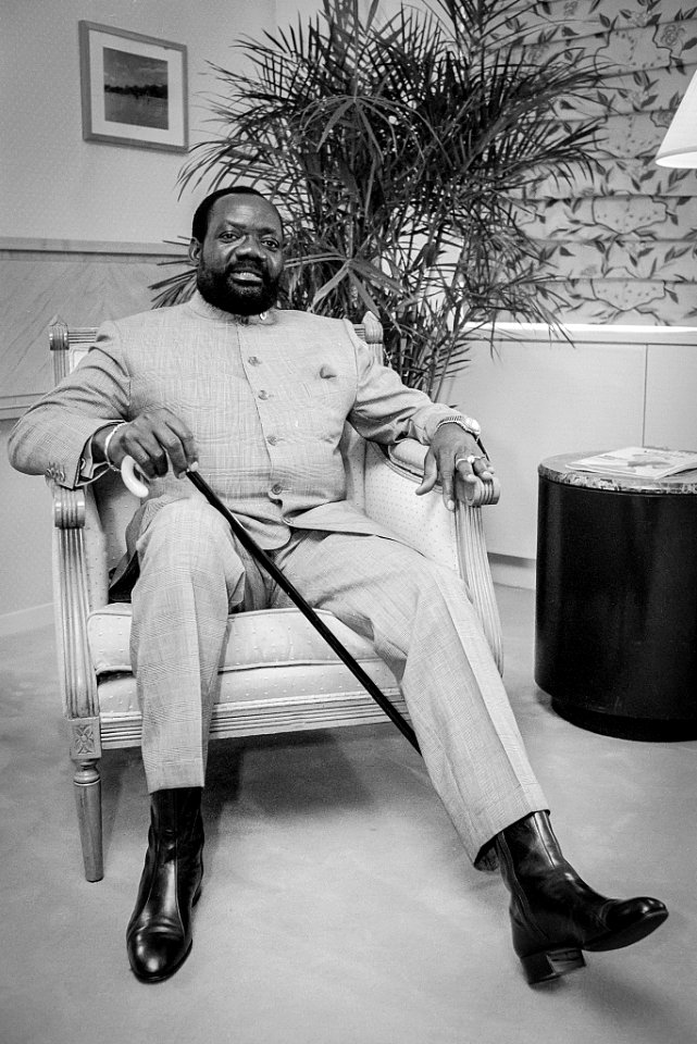 Johnas Savimbi, leader of Unita, the Angolan Rebels