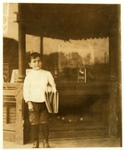 Johnnie Merkle 6 years old newsie. Home of Johnnie, 5110 N. Broadway. He is a regular newsie 6 years old. Father owns this house and butchers shop. Johnnie's brother owns and runs a LOC nclc.03520