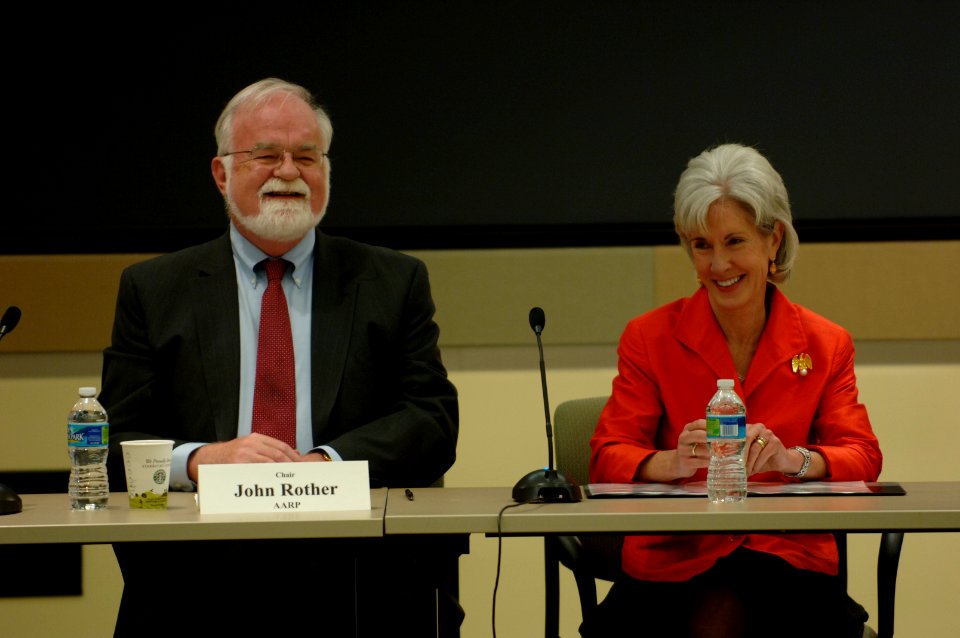 John Rother of AARP and Secretary Sebelius speak to the Leadership Council on Aging Organizations