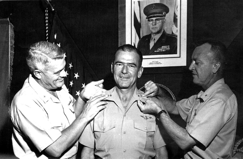 John P. Condon during his promotion to Major General by BG Thomas F. Riley (left) and BG Roy L. Kline