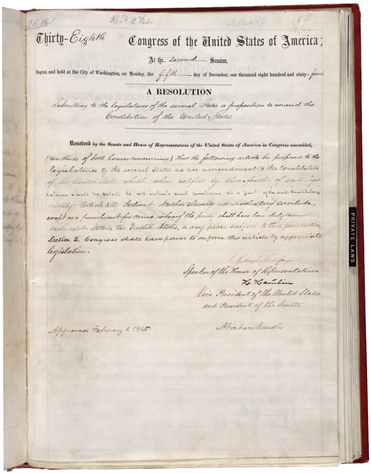 Joint Resolution Proposing the Thirteenth Amendment to the United States Constitution, 01-31-1865 - 01-31-1865 (5285441301)