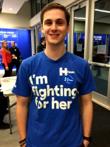 Jonathan Rudnick is a supporter of Democratic presidential candidate Hillary Clinton, in Des Moines, Iowa photo