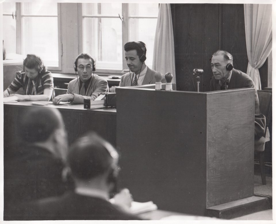 Josef Ackermann testifying in the Pohl Trial