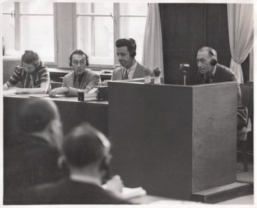 Josef Ackermann testifying in the Pohl Trial