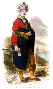 Joseph Brant colored illustration after 1776 Romney painting