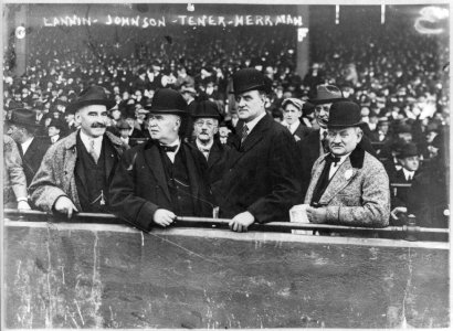 Joseph J. Lannin, Byron Bancroft Johnson, John Kinley Tener, August (Garry) Herrmann - baseball magnates at Boston game. Oct. 9, 1916 LCCN2001704379