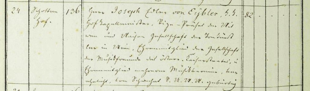 Joseph von Eybler Totenbuch1 24 Juli 1846