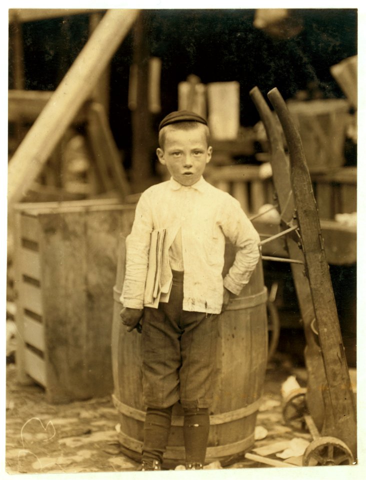 Joseph Wench, newsboy, 315 W. 2nd St. 7 years of age. Selling papers 2 years Average earnings 50 cents per week. Selling papers own choice. Earnings not needed at home. Visits saloons. Works LOC nclc.03593