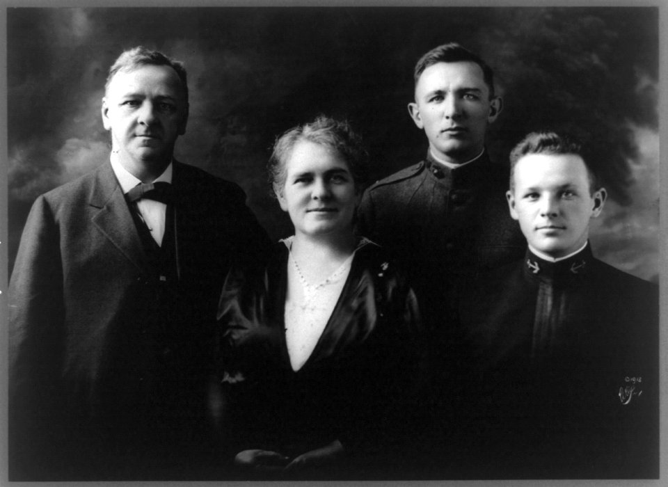 Josephus Daniels, half-length portrait, standing, facing front, with his wife Addie Bagley Daniels and their two sons LCCN92500070