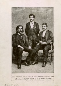 Josh Billings, Mark Twain, and Petroleum V. Nasby - From a photograph taken by H.J. Smith in 1868. LCCN2005679831