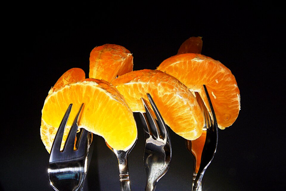 Tangerines forks food