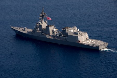 JS Fuyuzuki transits into formation during a photo exercise as a part of Exercise Malabar 2015