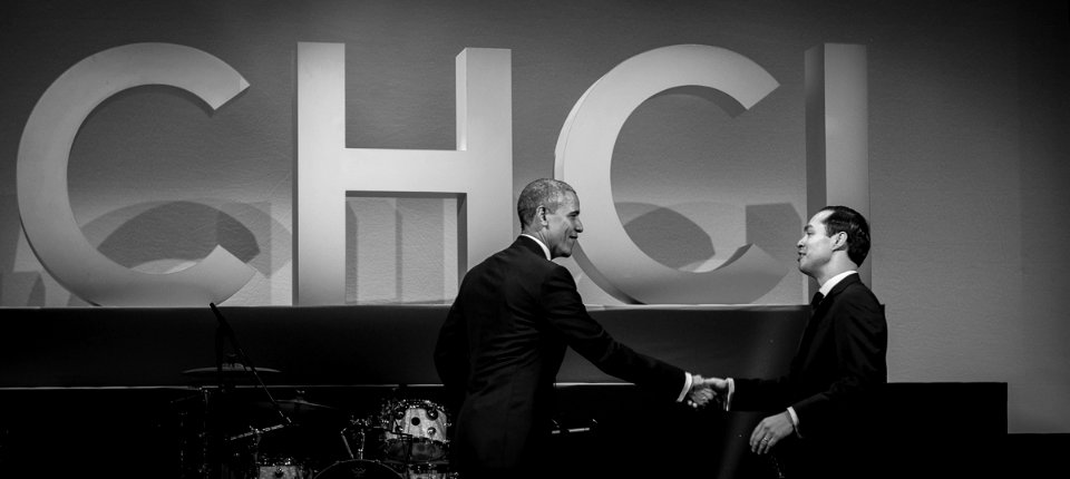 Julian Castro and Barack Obama at 2015 CHCI gala
