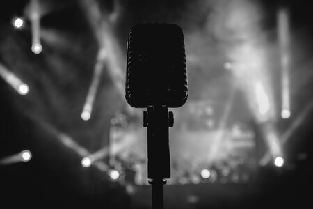 Concert stage gray microphone